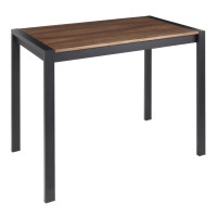 Lumisource CT-FUJI BK+WL Fuji Contemporary Counter Table in Black Metal and Walnut Wood